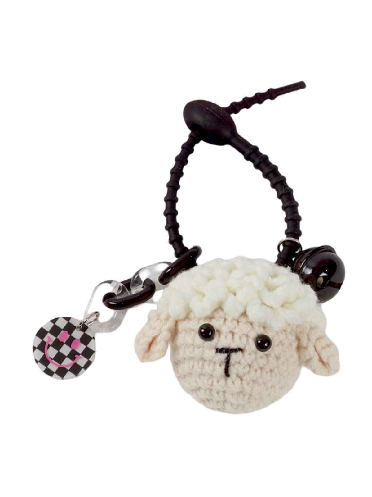 Bijou de sac mouton crochet, porte - clés mignon, accessoire sac original, peluche crochet porte - clé, breloque fantaisie kawaii, modèle Ézènne - Bijoux de sac - Blanc