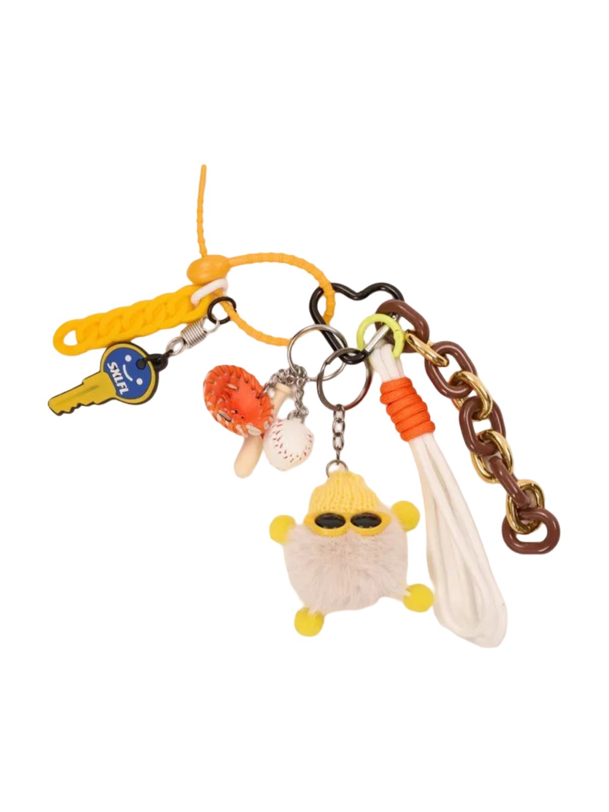 Bijou de sac original, porte - clés décoratif, breloque pompon, peluche lunettes, style Y2K, modèle Yipy - Bijoux de sac - Jaune