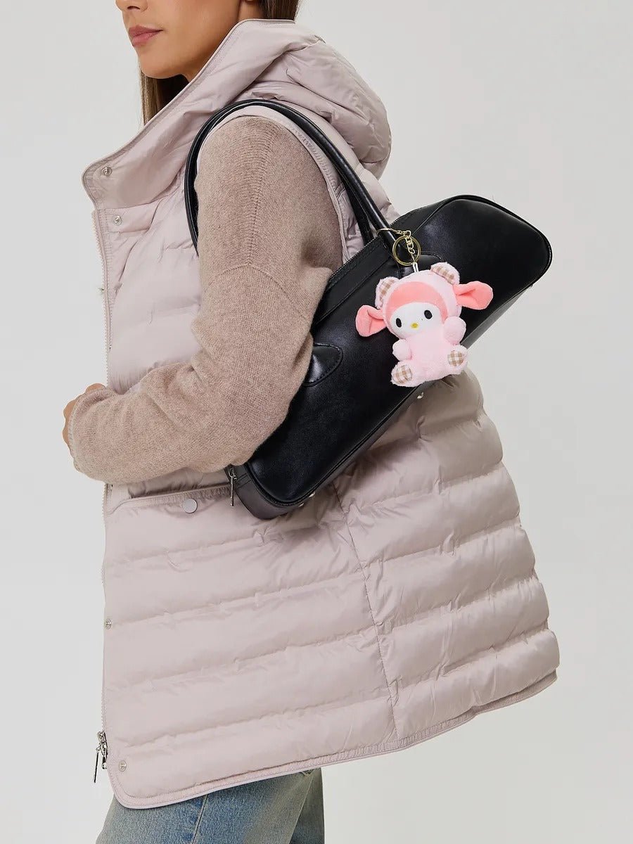 Bijou de sac peluche, accessoire sac, breloque douce, figurine kawaii, mini doudou rose, modèle Kawine - Bijoux de sac - Rose