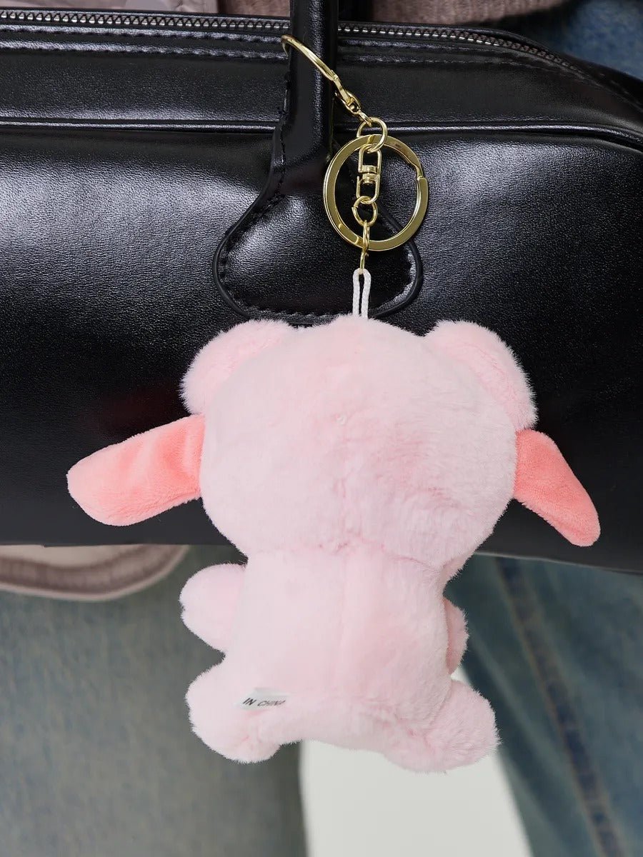 Bijou de sac peluche, accessoire sac, breloque douce, figurine kawaii, mini doudou rose, modèle Kawine - Bijoux de sac - Rose