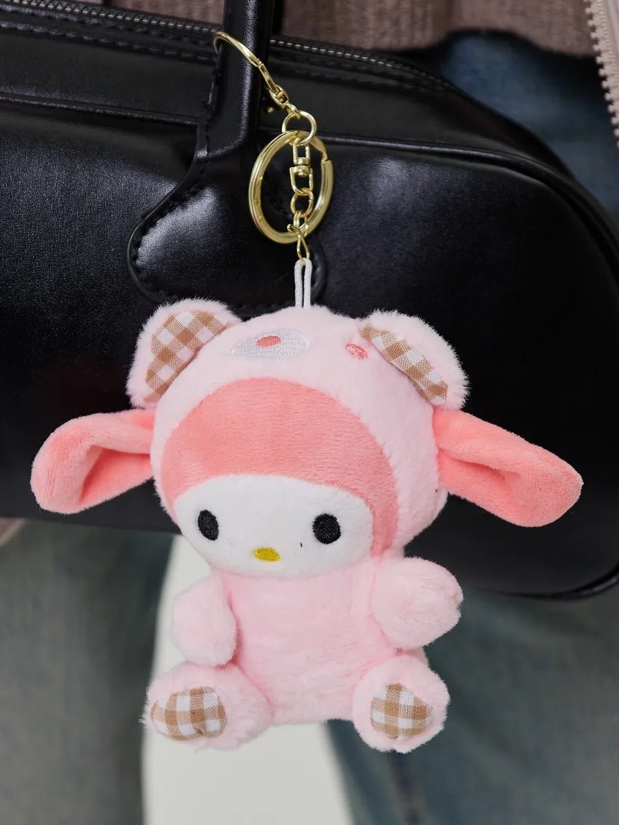 Bijou de sac peluche, accessoire sac, breloque douce, figurine kawaii, mini doudou rose, modèle Kawine - Bijoux de sac - Rose