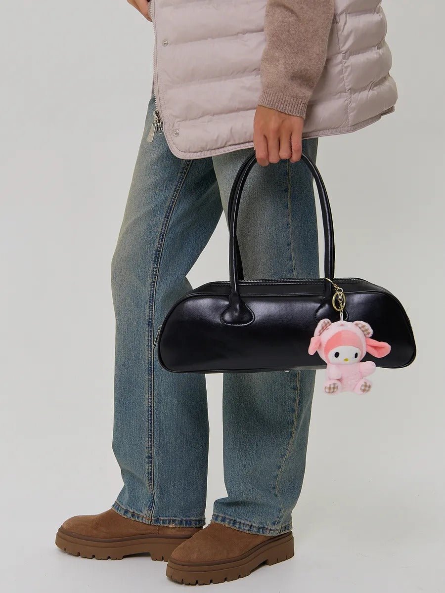 Bijou de sac peluche, accessoire sac, breloque douce, figurine kawaii, mini doudou rose, modèle Kawine - Bijoux de sac - Rose