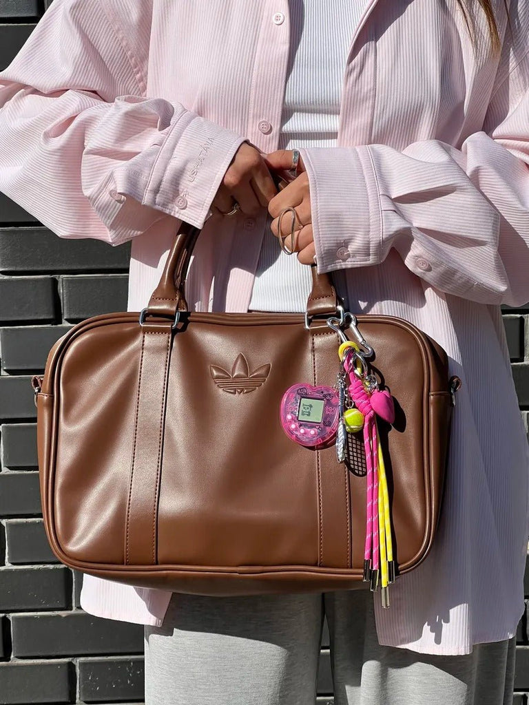 Bijou de sac tamagotchi, breloques tennis, cœur rose, corde tressée, porte - clés fun, modèle Tamago - Multicolore