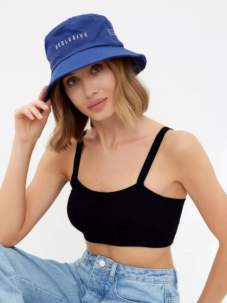 Bob en coton unisexe, broderie Reclusive, protection solaire, pliable, modèle Atom - Casquette - Bleu