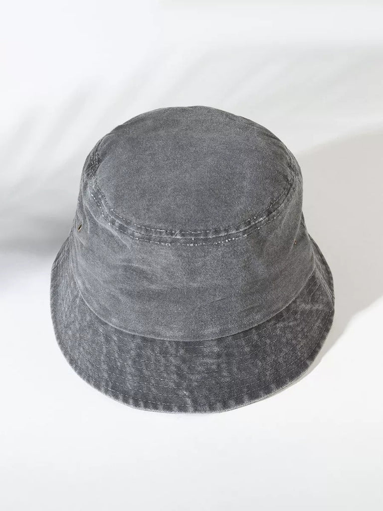 Bob uni en coton délavé vintage, protection solaire, léger, respirant, look urbain, modèle Miros - Bob - Gris foncé