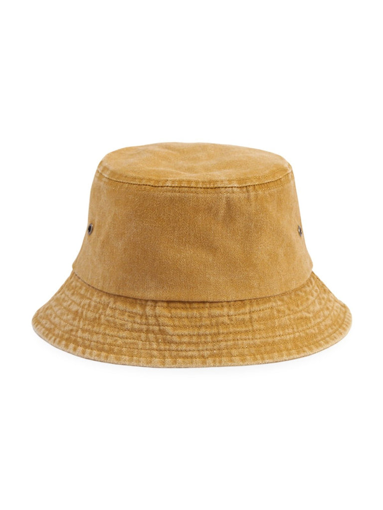 Bob uni en coton délavé vintage, protection solaire, léger, respirant, look urbain, modèle Miros - Bob - Jaune