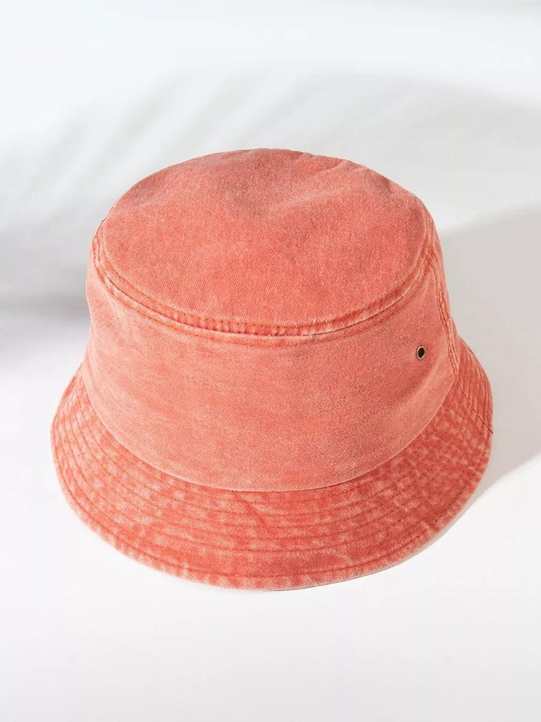Bob uni en coton délavé vintage, protection solaire, léger, respirant, look urbain, modèle Miros - Bob - Orange