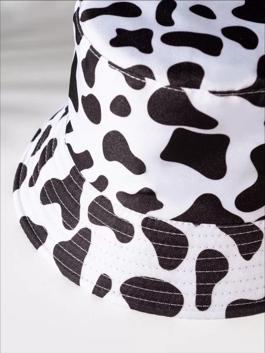 Bob vache réversible, chapeau été, protection UV, imprimé tendance, style unique, modèle Cowa - Bob - Noir