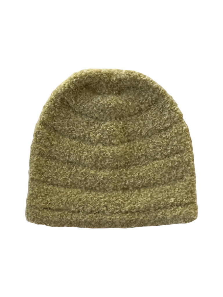 Berretto caldo donna inverno, accessorio a maglia testurizzata, lana bouclé confortevole, copricapo morbido e ampio, stile unisex di tendenza, look streetwear invernale, modello Bernie