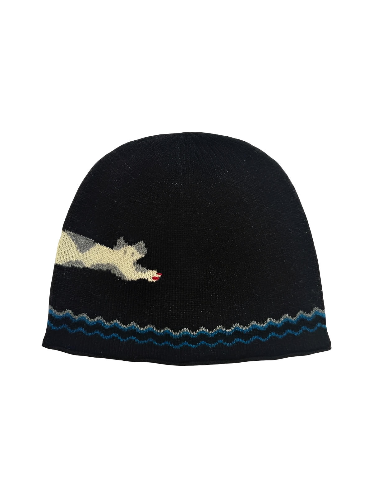 Berretto in lana morbida, design gatto lavorato a maglia, caldo e confortevole, stile streetwear invernale, grigio o nero, motivo animalier originale, vestibilità aderente, moda urbana cosy, modello Mimie