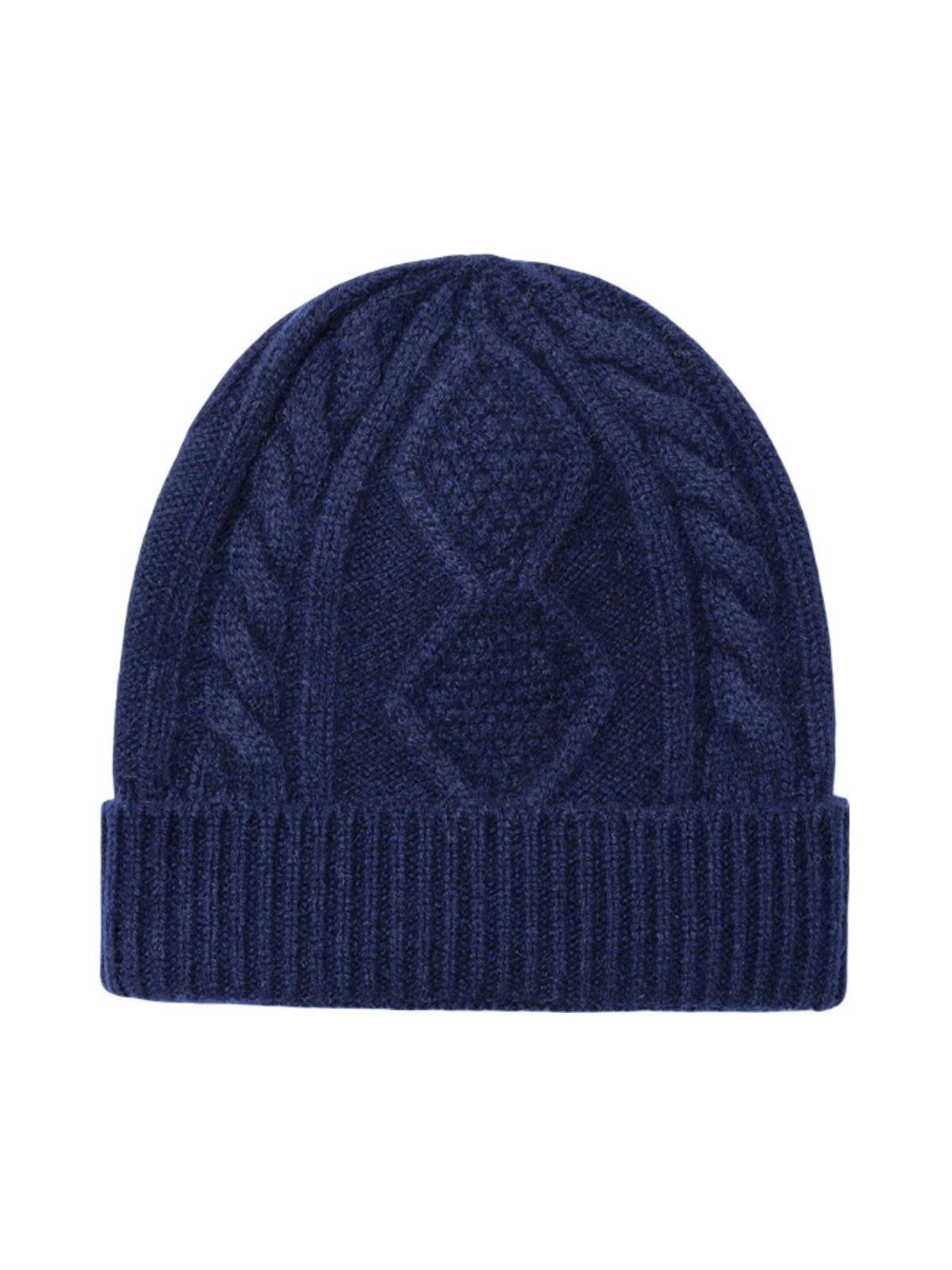 Bonnet en laine mérinos mixte, tricot torsadé chaud, maille hiver, doux et extensible, bonnet streetwear, modèle Caméro - Bonnets - Bleu marine