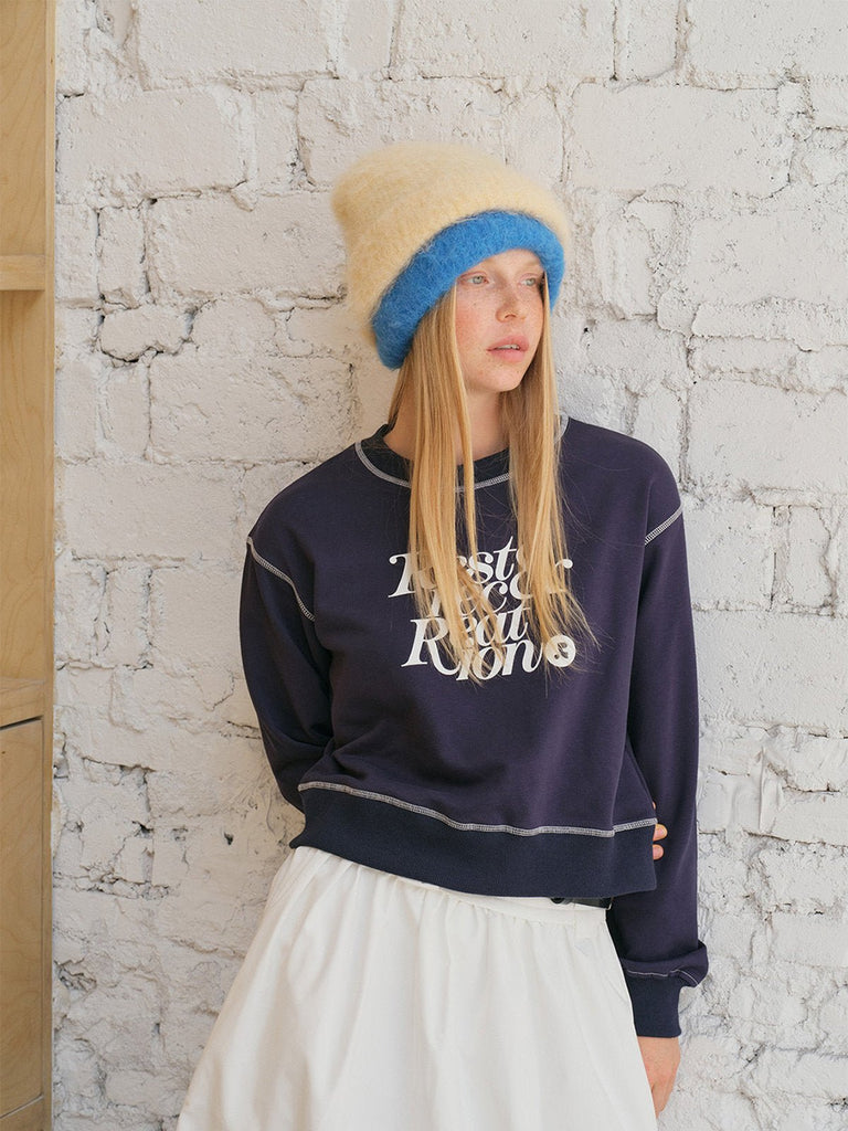 Bonnet en laine mohair d'alpaga duveteux, toucher doux et chaud, look épuré et moderne, couleur unie ou contrastée, parfait pour l’hiver, modèle Skia - Bonnets - Beige