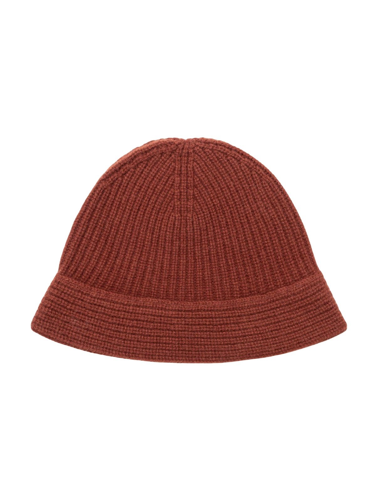 Bonnet en pur laine pour femme, forme cloche moderne, maille côtelée chaude, style casual chic, hiver doux et confortable, style bob, modèle Alix - Bonnets - Marron