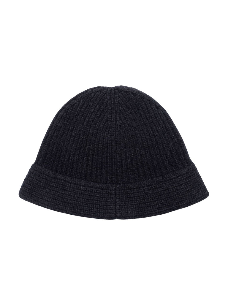 Bonnet en pur laine pour femme, forme cloche moderne, maille côtelée chaude, style casual chic, hiver doux et confortable, style bob, modèle Alix - Bonnets - Noir