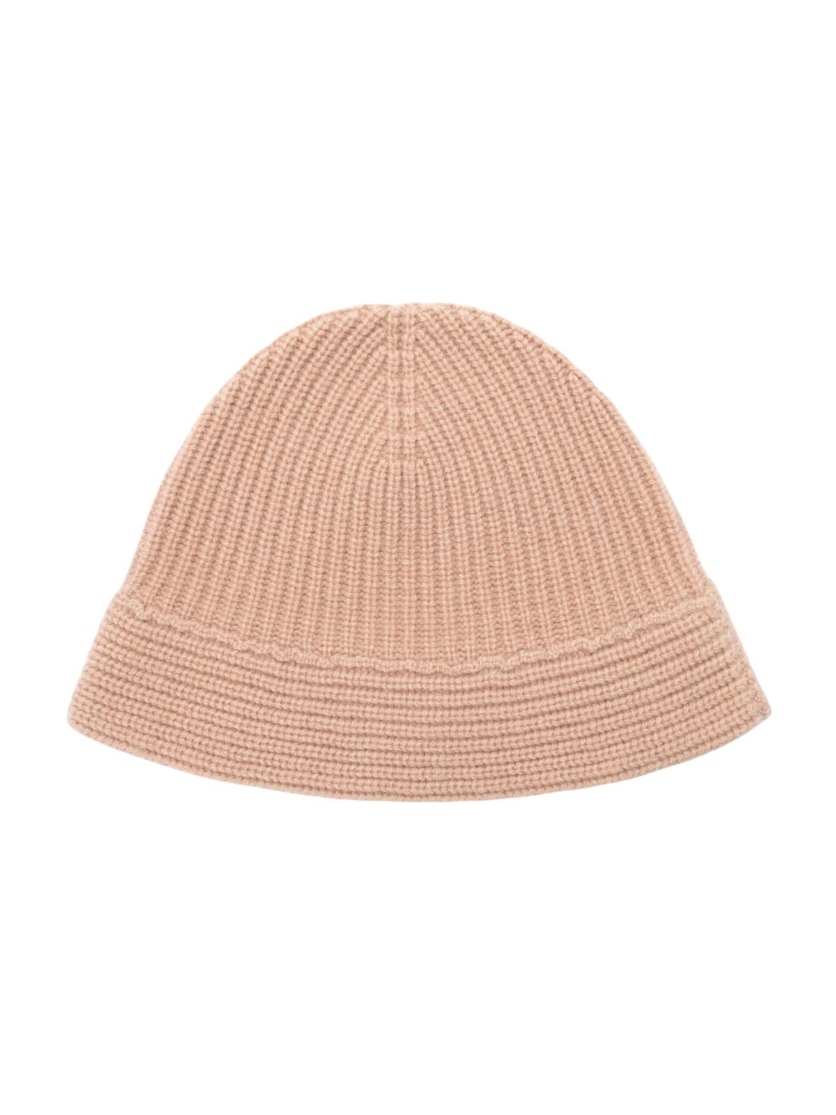 Bonnet en pur laine pour femme, forme cloche moderne, maille côtelée chaude, style casual chic, hiver doux et confortable, style bob, modèle Alix - Bonnets - Beige