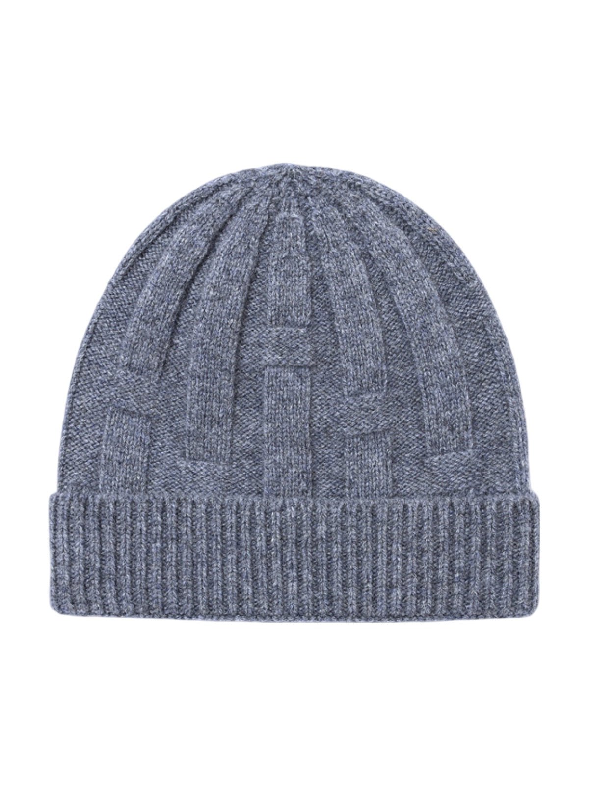 Bonnet en pure laine homme et femme, maille épaisse chaude, design géométrique, toucher doux, bonnet extensible hiver, coupe ajustée confort, modèle Dane - Bonnets - Gris
