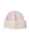 Bonnet en pure laine, tricot côtelé, doublure chaude, pour femme, hiver, style moderne, fluffy, modèle Ambre - Bonnets - Rose