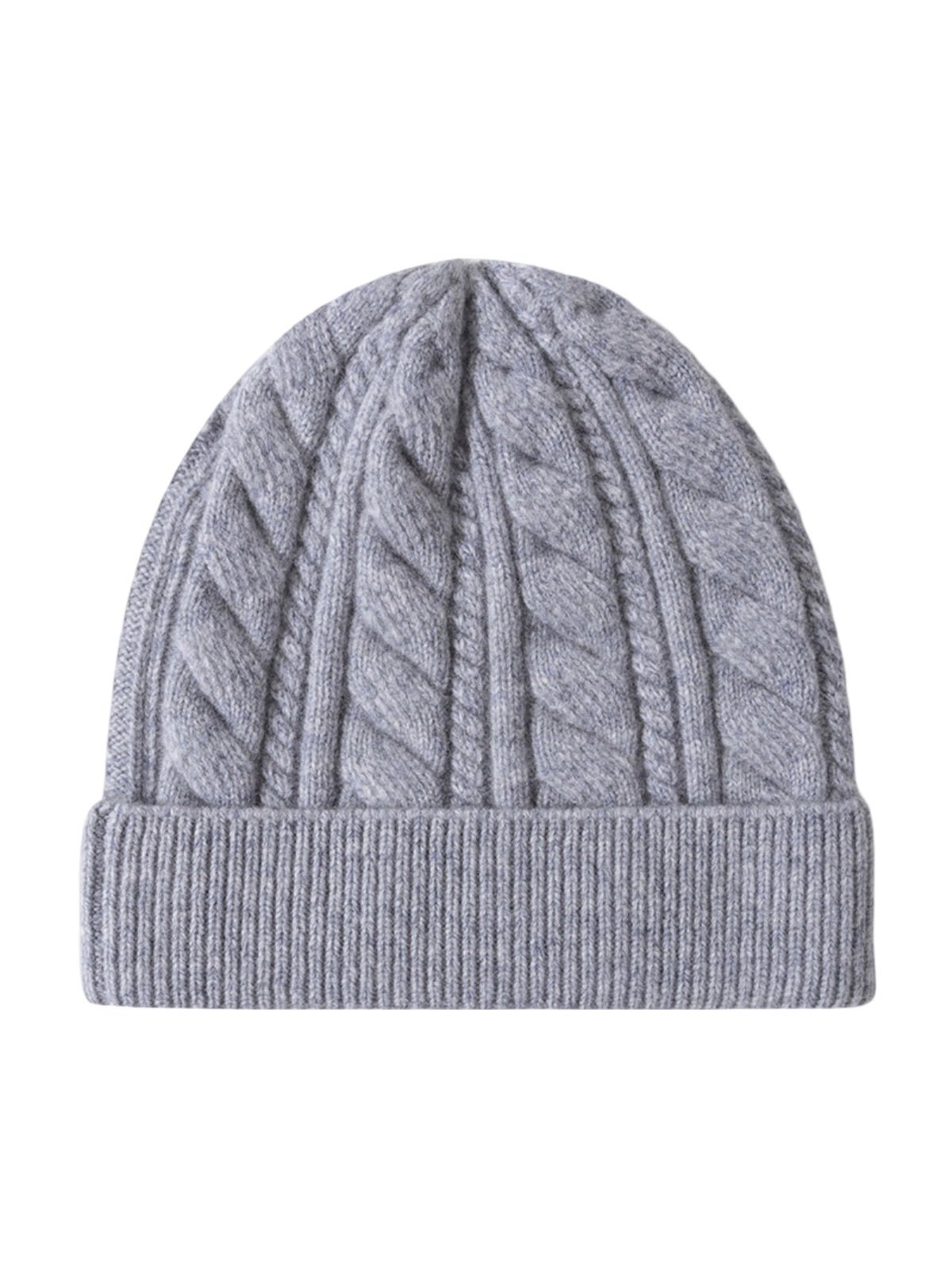 Bonnet femme hiver en pure laine, tricot torsadé, coupe chaude, style minimal, mode urbaine, modèle Ulia - Bonnets - Gris