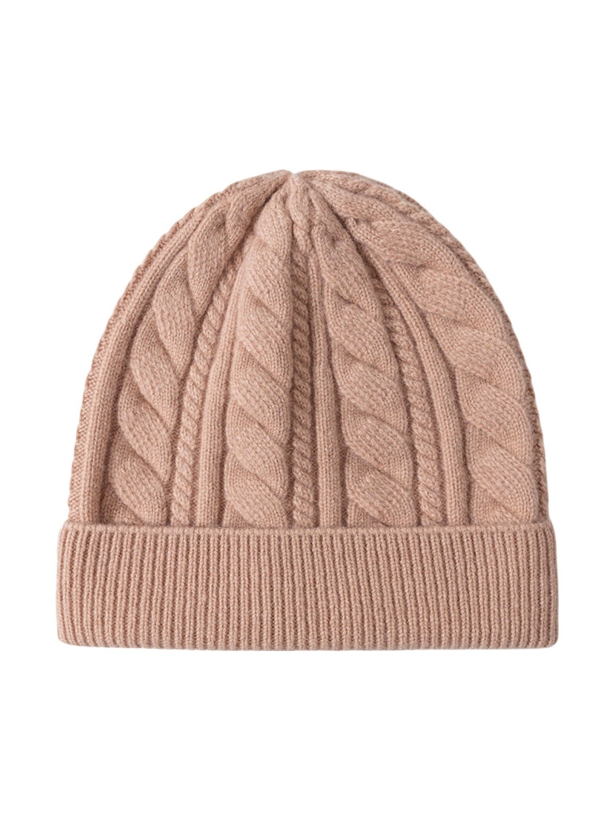 Bonnet femme hiver en pure laine, tricot torsadé, coupe chaude, style minimal, mode urbaine, modèle Ulia - Bonnets - Beige