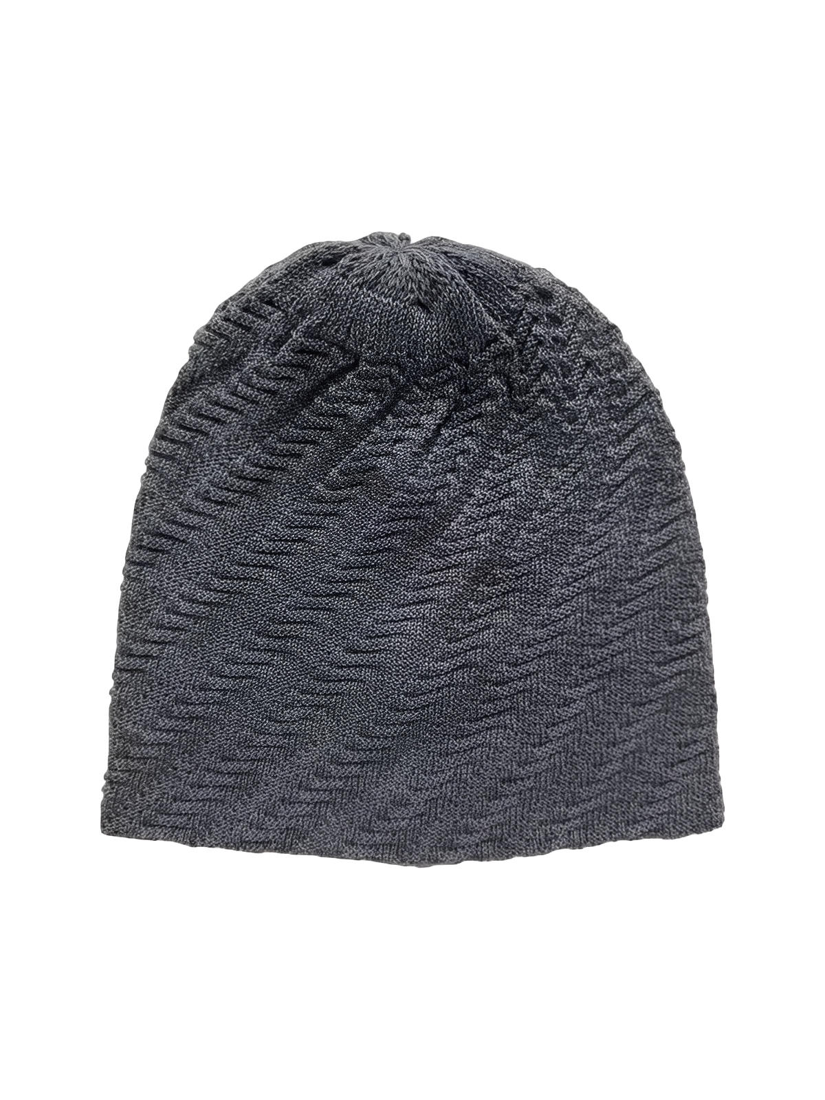 Bonnet tricoté chaud, design côtelé unisexe, coupe ample confortable, style streetwear hivernal, bonnet coton acrylique doux, bonnet sans bord structuré oversize, modèle Ova - Bonnets - Gris
