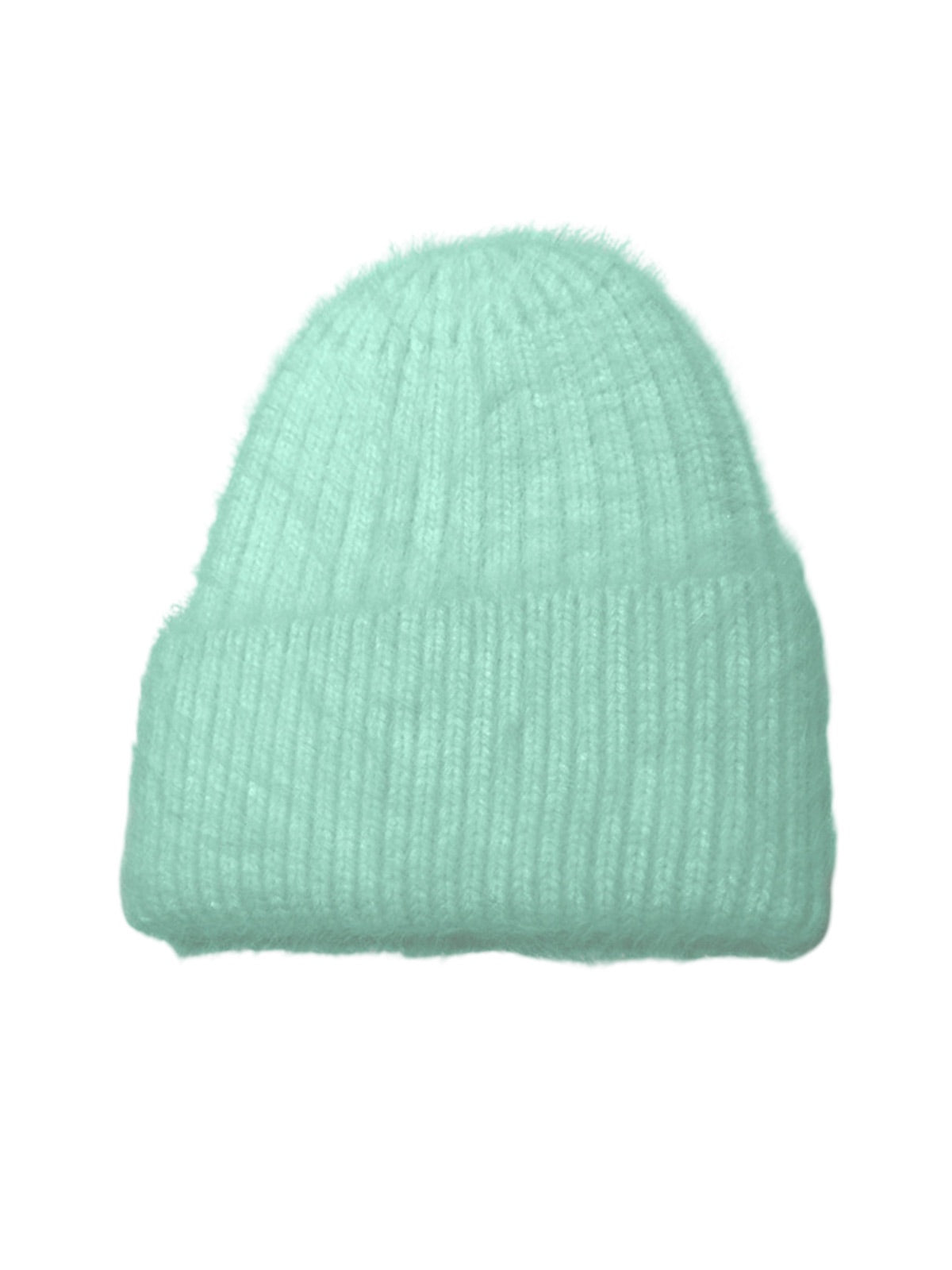 Bonnet tricoté doux, haute densité, poil de lapin angora, chaud et confortable, hiver, mixte, look minimal, style tendance, modèle Moha - Bonnets - Vert