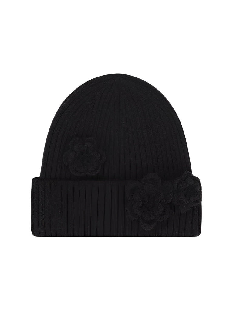 Berretto in maglia inverno donna, con fiore all’uncinetto, berretto morbido e caldo, berretto street style, berretto ragazza di tendenza, modello Gardénia