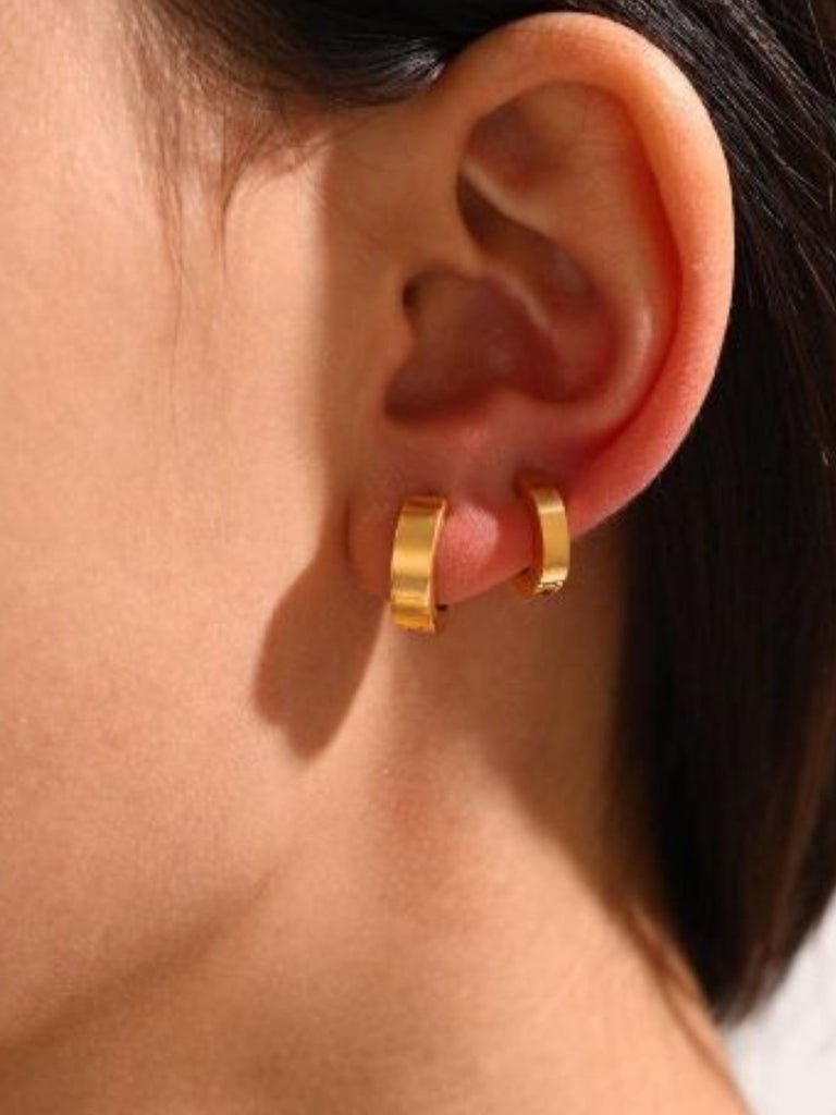 Boucles d’oreilles à clip acier, Unisexe, Sans piercing, Look géométrique, Style urbain, modèle Ursule - Boucles d'oreilles - Or 11 mm