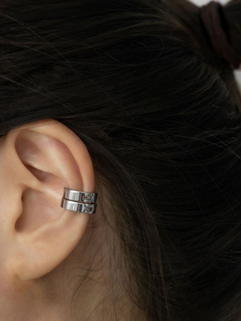 Boucles d’oreilles à clip acier, Unisexe, Sans piercing, Look géométrique, Style urbain, modèle Ursule - Boucles d'oreilles - Argent 11 mm