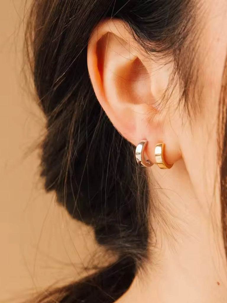 Boucles d’oreilles à clip acier, Unisexe, Sans piercing, Look géométrique, Style urbain, modèle Ursule - Boucles d'oreilles - Or 11 mm
