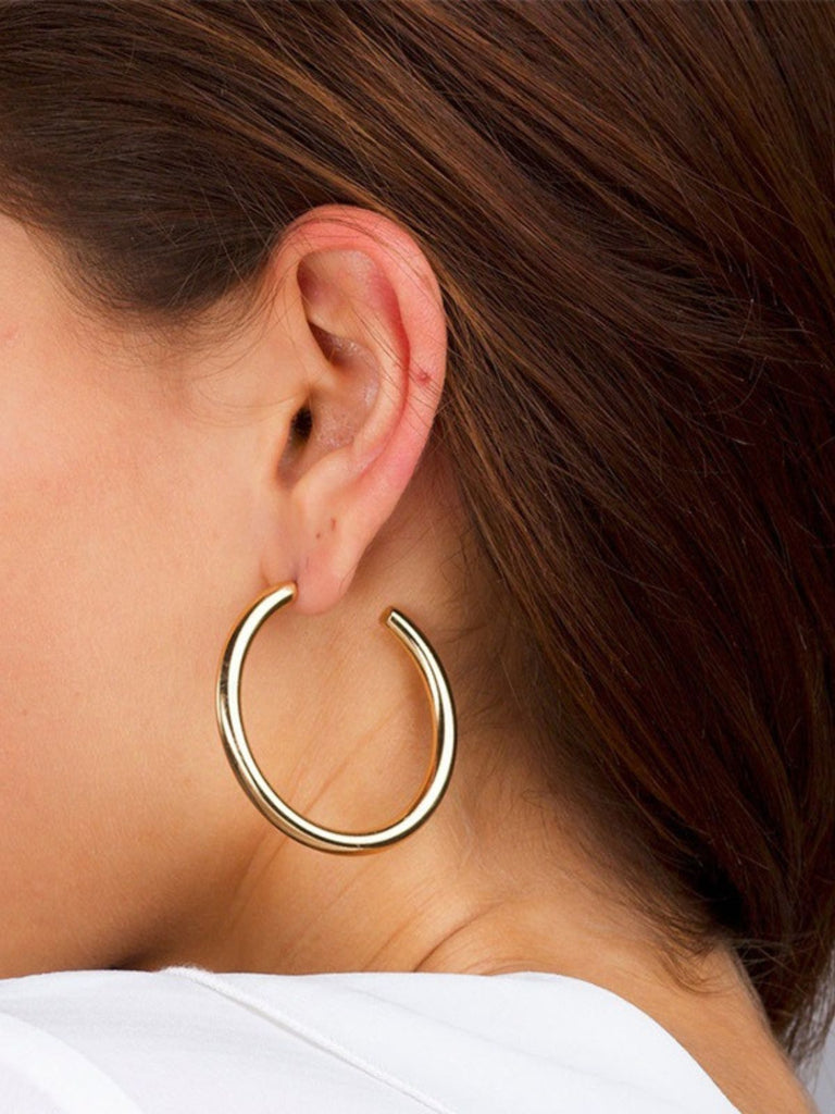 Boucles d’oreilles C acier inoxydable, plaqué or, femme, style européen américain, multiples tailles, acier 316, modèle Roberte - Boucles d'oreilles - Argent 20 mm