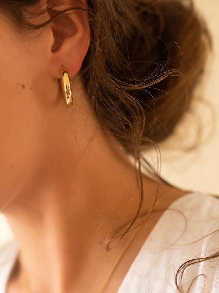 Boucles d’oreilles C acier inoxydable, plaqué or, femme, style européen américain, multiples tailles, acier 316, modèle Roberte - Boucles d'oreilles - Or 20 mm