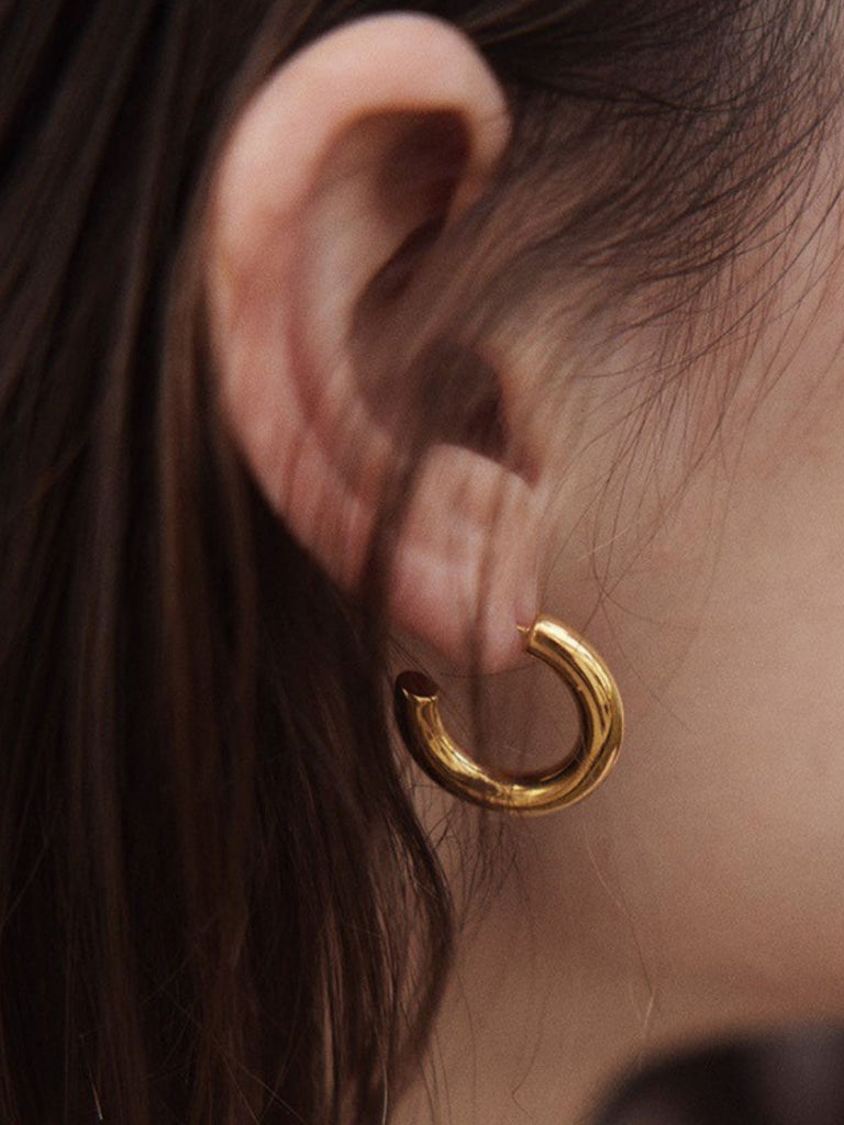 Boucles d’oreilles C acier inoxydable, plaqué or, femme, style européen américain, multiples tailles, acier 316, modèle Roberte - Boucles d'oreilles - Or 20 mm