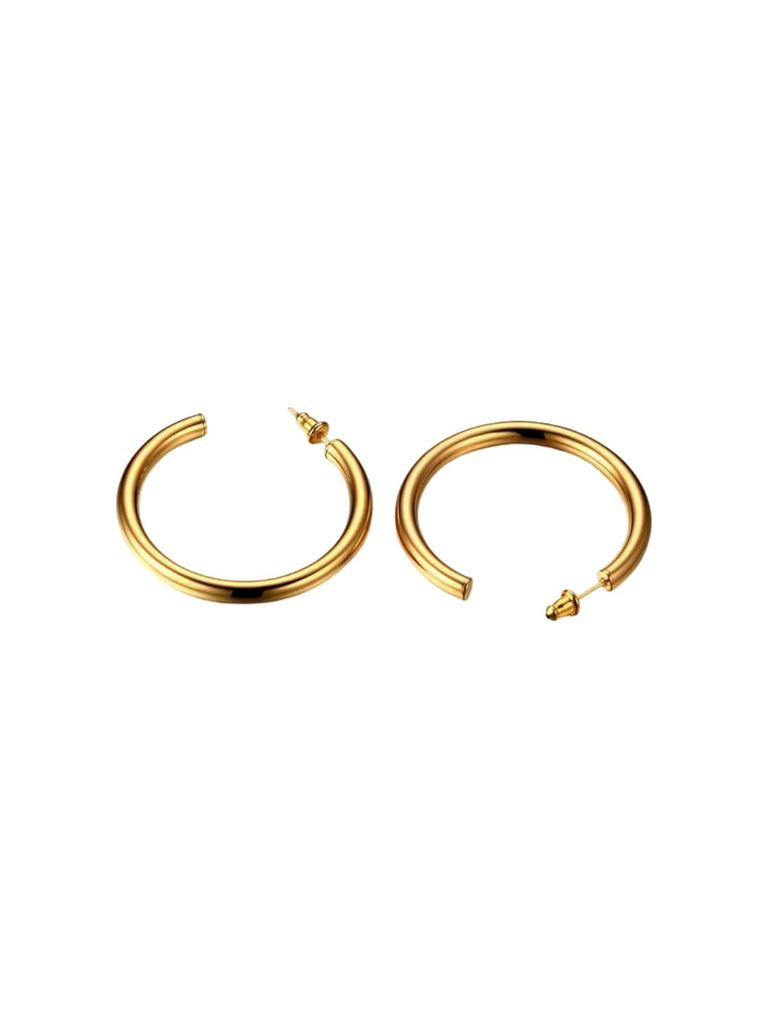 Boucles d’oreilles C acier inoxydable, plaqué or, femme, style européen américain, multiples tailles, acier 316, modèle Roberte - Boucles d'oreilles - Or 20 mm