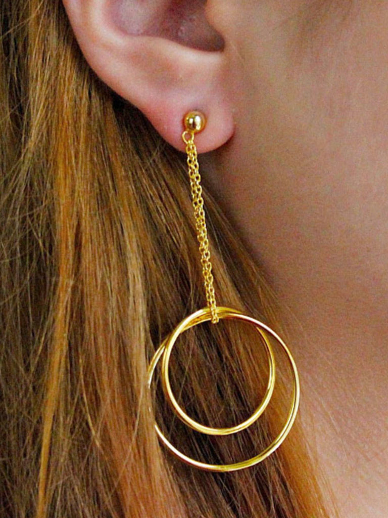 Boucles d'oreilles cercle or, acier inoxydable 316, bijoux femme, style géométrique, look moderne, modèle Etiennise - Boucles d'oreilles - Or 204 mm