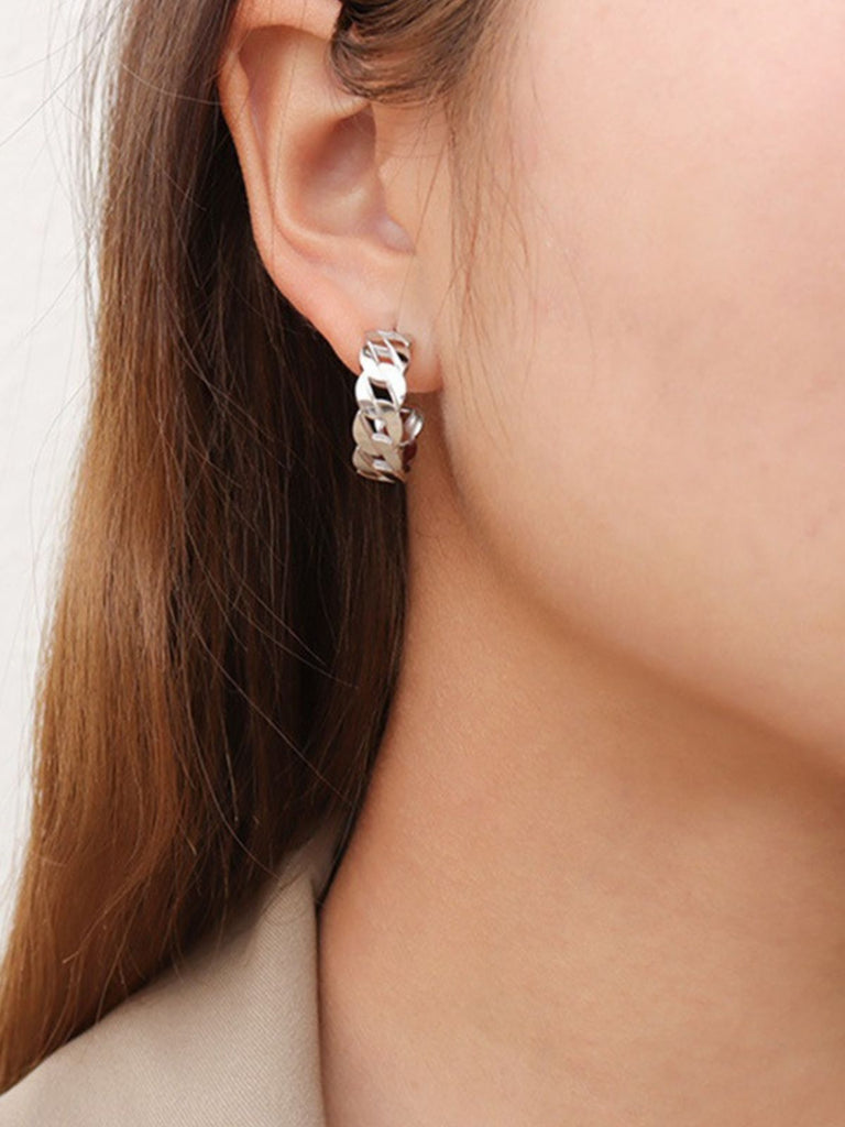 Boucles d’oreilles chaîne femme, acier inoxydable doré, style punk, géométrique, tendance, modèle Rita - Boucles d'oreilles - Argent 56 mm