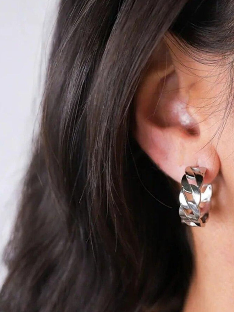 Boucles d’oreilles chaîne femme, acier inoxydable doré, style punk, géométrique, tendance, modèle Rita - Boucles d'oreilles - Argent 56 mm