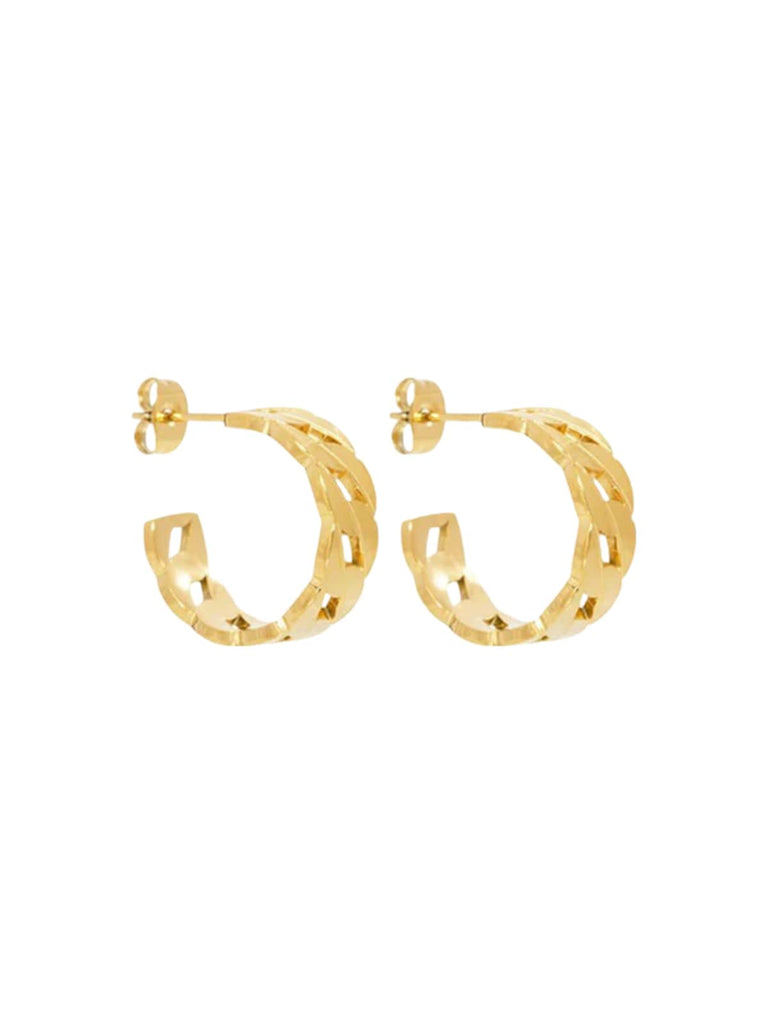 Boucles d’oreilles chaîne femme, acier inoxydable doré, style punk, géométrique, tendance, modèle Rita - Boucles d'oreilles - Or 56 mm