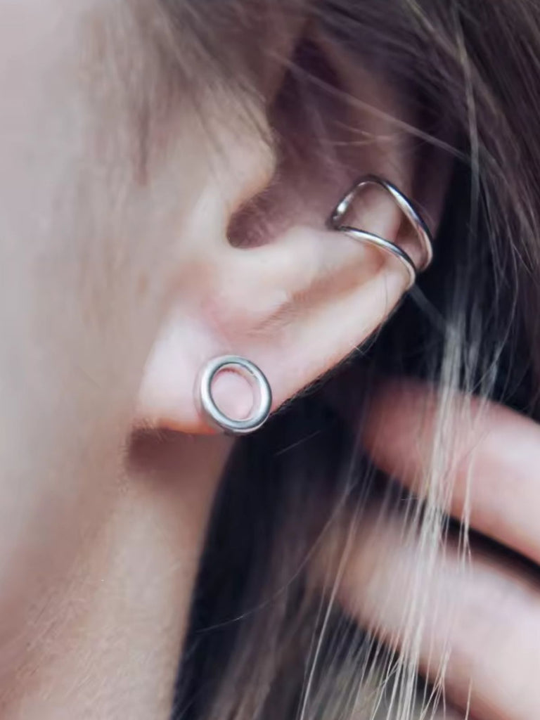 Boucles d’oreilles clip acier inoxydable, géométriques modernes, sans perçage, plaqué or, style européen américain, modèle Nelly - Boucles d'oreilles - Argent 30 mm