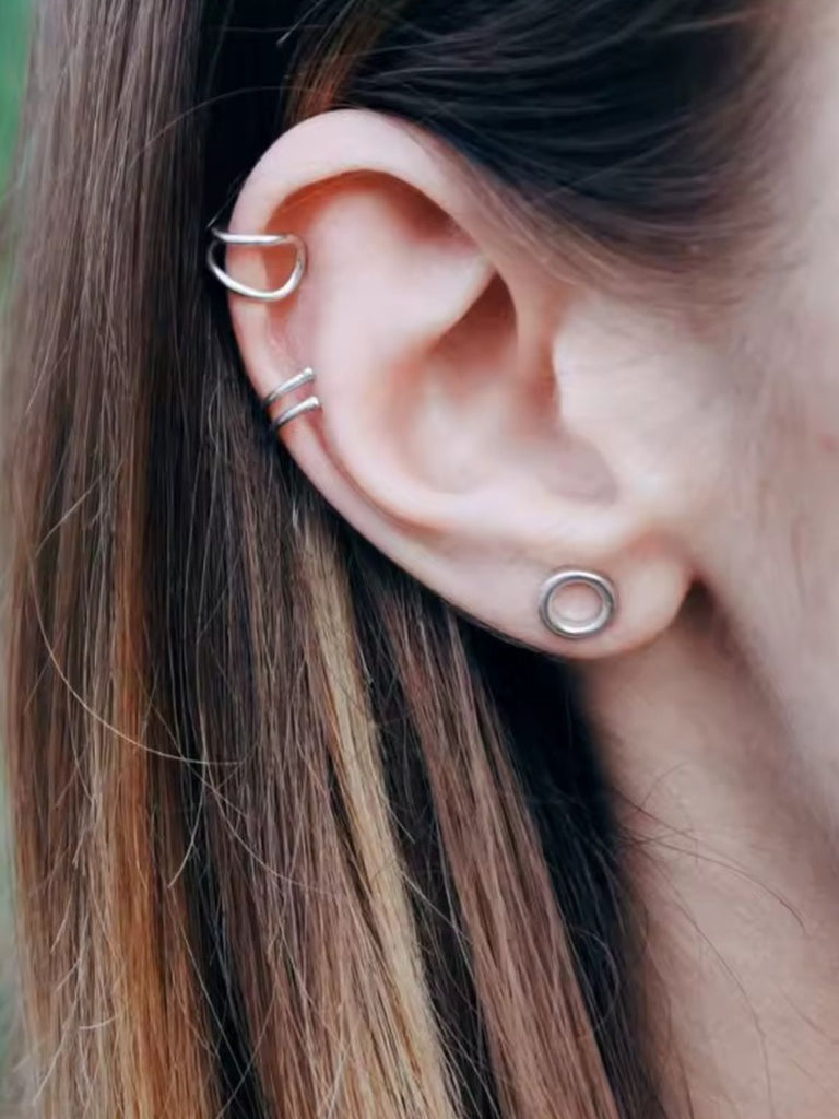 Boucles d’oreilles clip acier inoxydable, géométriques modernes, sans perçage, plaqué or, style européen américain, modèle Nelly - Boucles d'oreilles - Argent 30 mm