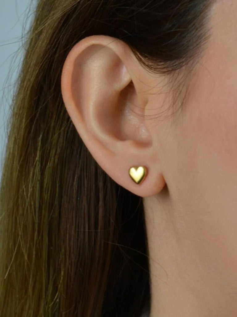 Boucles d’oreilles cœur acier inoxydable, bijou amour femme, look moderne, boucles minimalistes, modèle Edwiga - Boucles d'oreilles - Or 8 mm