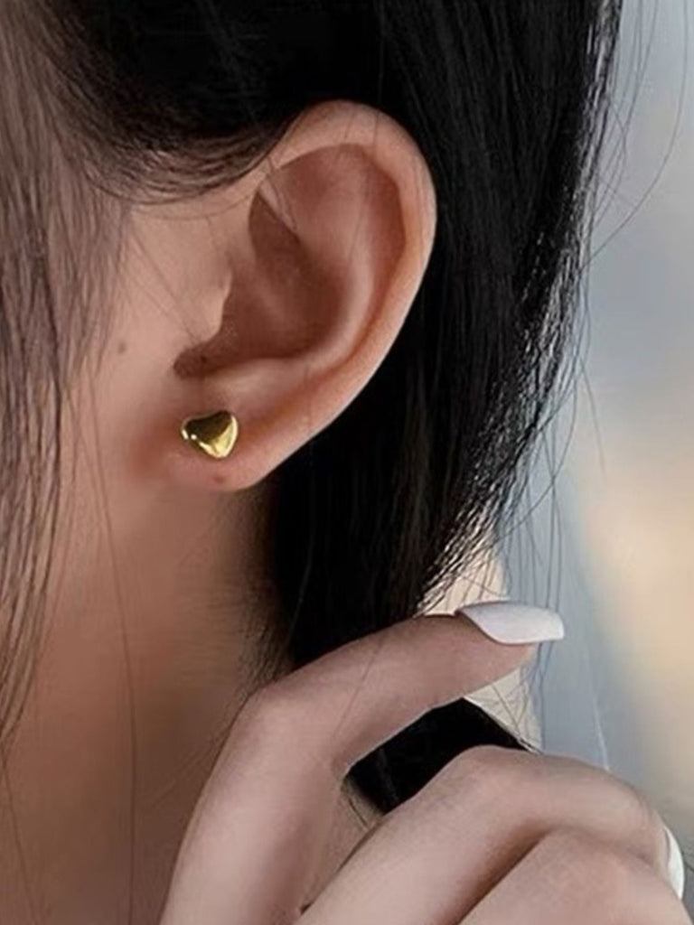 Boucles d’oreilles cœur acier inoxydable, bijou amour femme, look moderne, boucles minimalistes, modèle Edwiga - Boucles d'oreilles - Or 8 mm