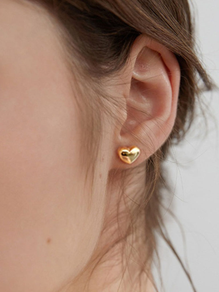Boucles d’oreilles cœur acier inoxydable, bijou amour femme, look moderne, boucles minimalistes, modèle Edwiga - Boucles d'oreilles - Or 8 mm