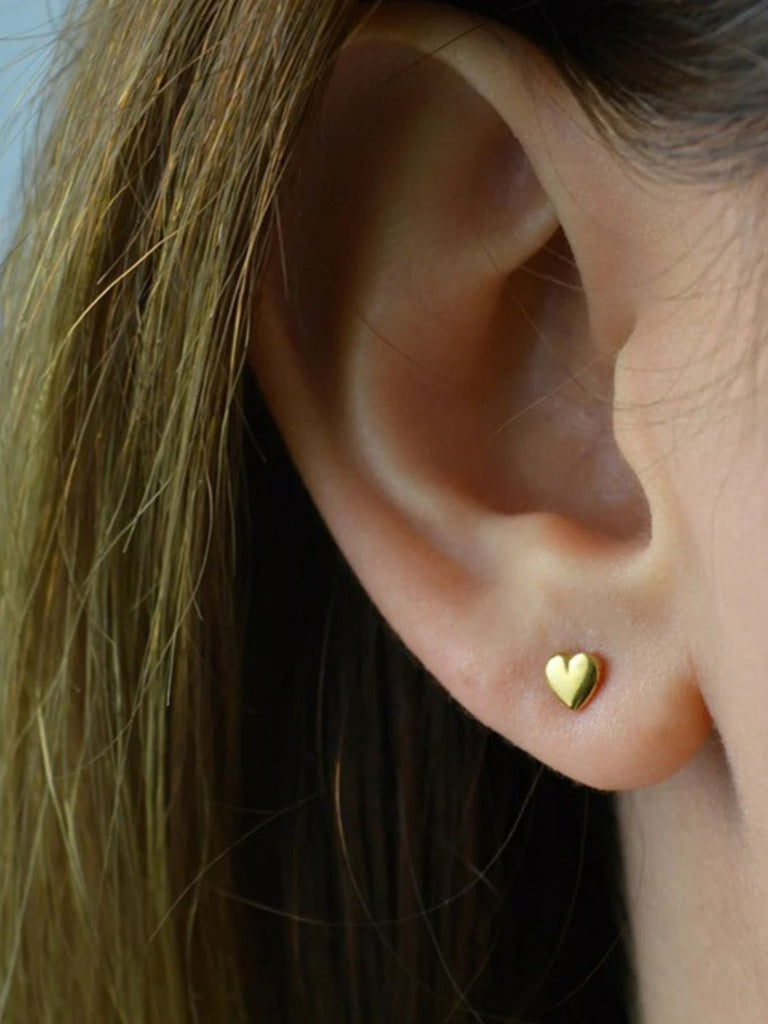 Boucles d’oreilles cœur acier inoxydable, bijou amour femme, look moderne, boucles minimalistes, modèle Edwiga - Boucles d'oreilles - Or 8 mm