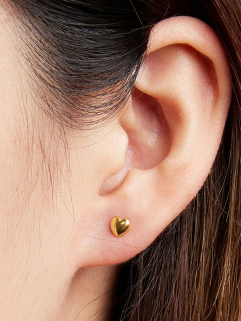Boucles d’oreilles cœur acier inoxydable, bijou amour femme, look moderne, boucles minimalistes, modèle Edwiga - Boucles d'oreilles - Or 8 mm
