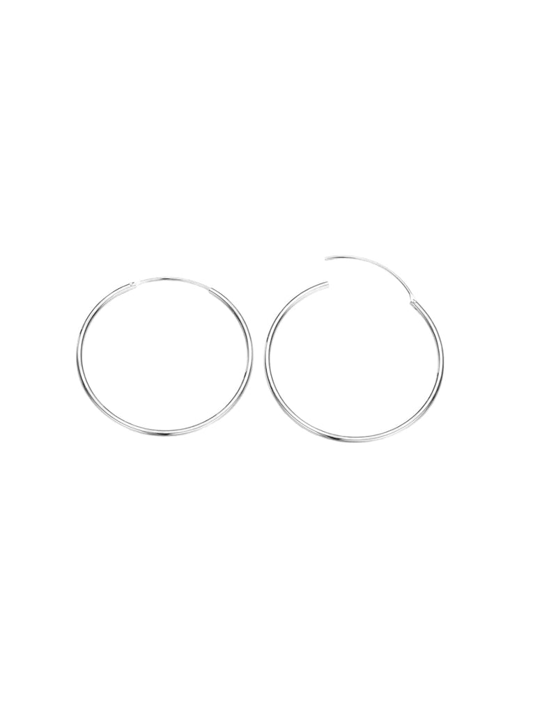 Boucles d’oreilles créoles, acier inoxydable, plaqué or, style minimal, femme moderne, modèle Rose - Boucles d'oreilles - Argent 30 mm