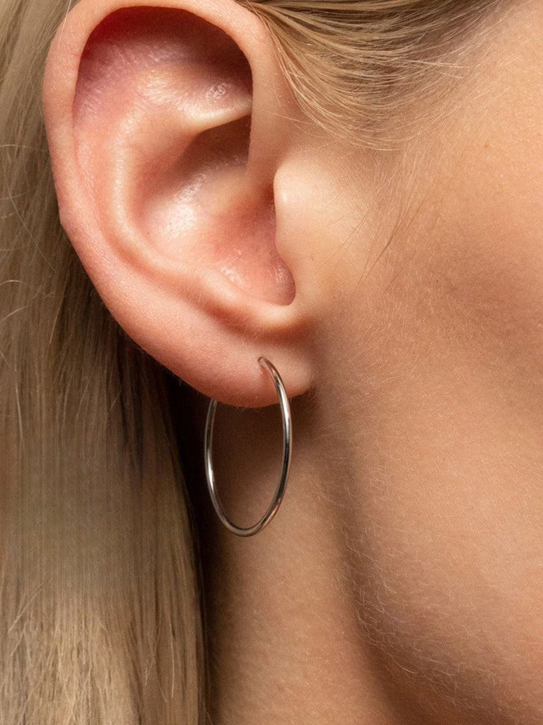 Boucles d’oreilles créoles, acier inoxydable, plaqué or, style minimal, femme moderne, modèle Rose - Boucles d'oreilles - Argent 15 mm