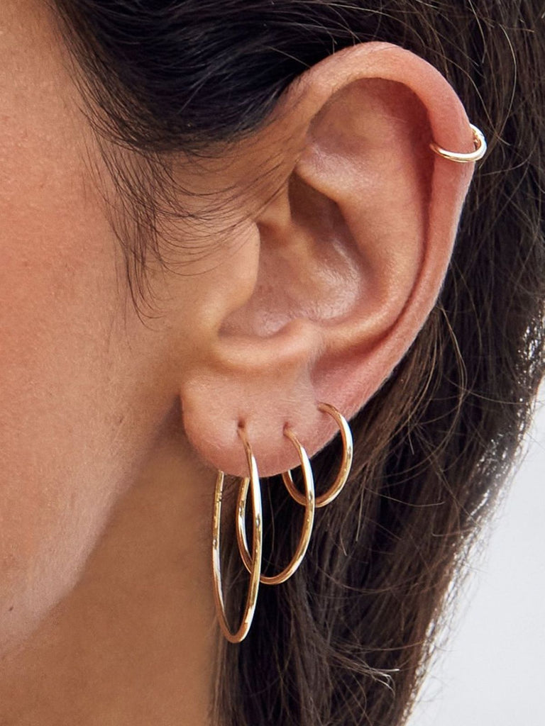 Boucles d’oreilles créoles, acier inoxydable, plaqué or, style minimal, femme moderne, modèle Rose - Boucles d'oreilles - Or 15 mm