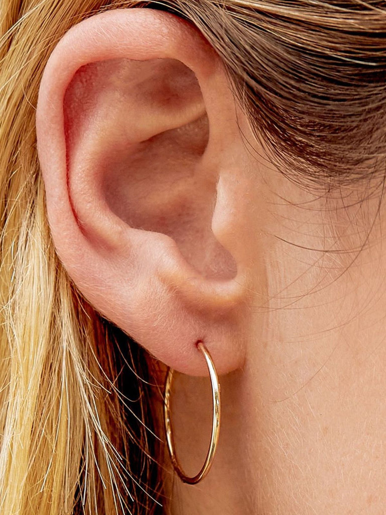 Boucles d’oreilles créoles, acier inoxydable, plaqué or, style minimal, femme moderne, modèle Rose - Boucles d'oreilles - Or 15 mm