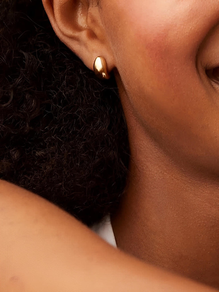 Boucles d'oreilles dorées, acier inoxydable, forme conique, femme, look moderne, modèle Rachelle - Boucles d'oreilles - Argent 34 mm