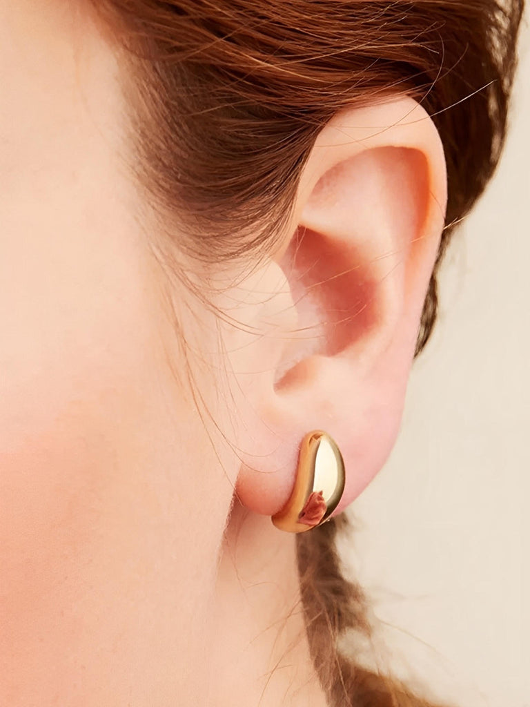 Boucles d'oreilles dorées, acier inoxydable, forme conique, femme, look moderne, modèle Rachelle - Boucles d'oreilles - Or 34 mm